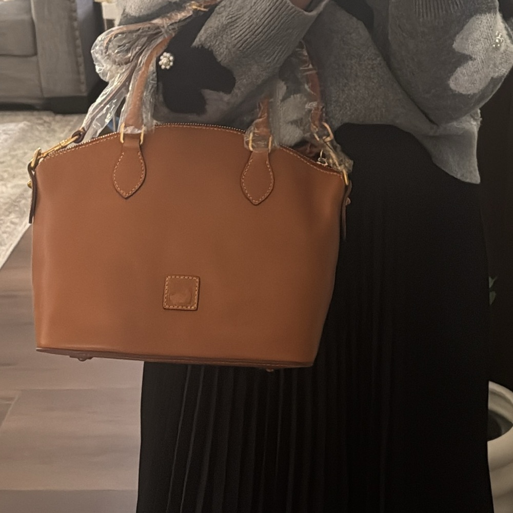 NWT Dooney & Bourke Florentine Geena Satchel Natural Brown Leather Satchel - Picture 5 of 6